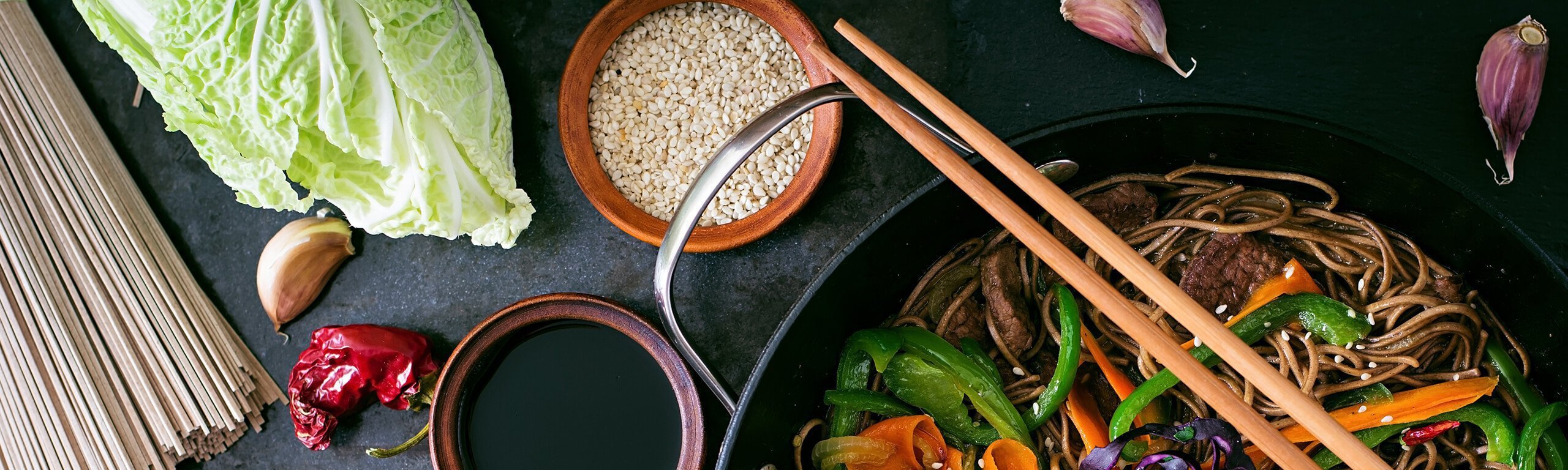 Asian Sticky Pork with Steamed Greens and Buckwheat Soba Noodles